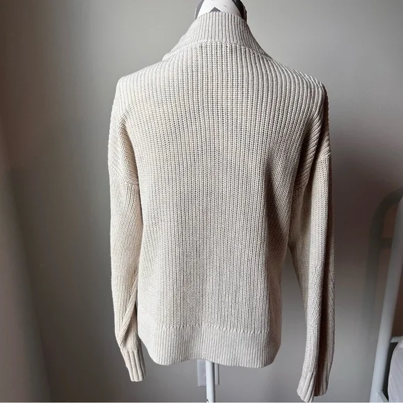 Tommy Hilfiger Monogram Applique Mock Neck Sweater Large Varsity Chunky Knit - Picture 4 of 8